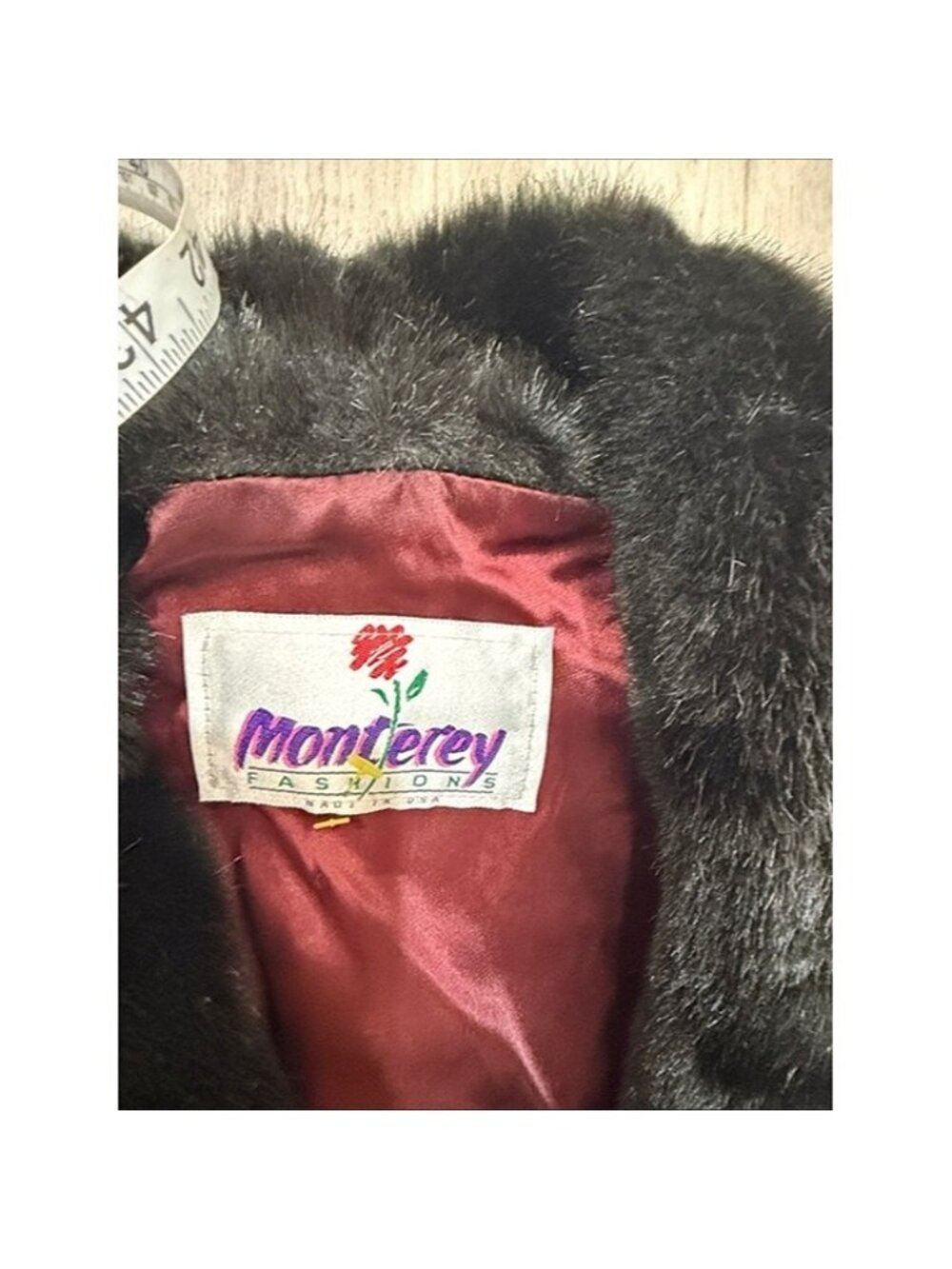 Vintage Monterey Fashions 80/90s faux mink coat black size large - Picture 2 of 9